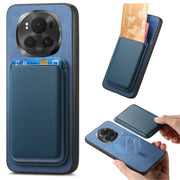 For Honor Magic6 Pro 5G Retro Magsafe Card Bag PU Back Cover Phone Case(Blue)