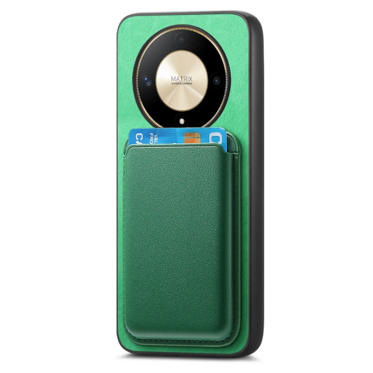For Honor Magic6 Pro 5G Retro Magsafe Card Bag PU Back Cover Phone Case(Green)
