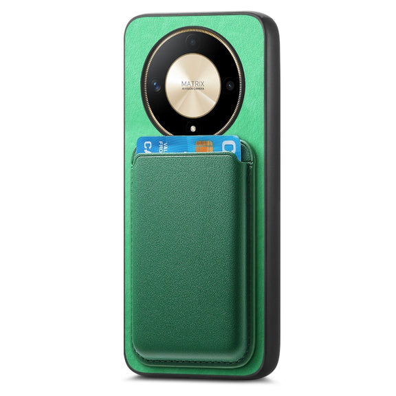 For Honor Magic6 Pro 5G Retro Magsafe Card Bag PU Back Cover Phone Case(Green)