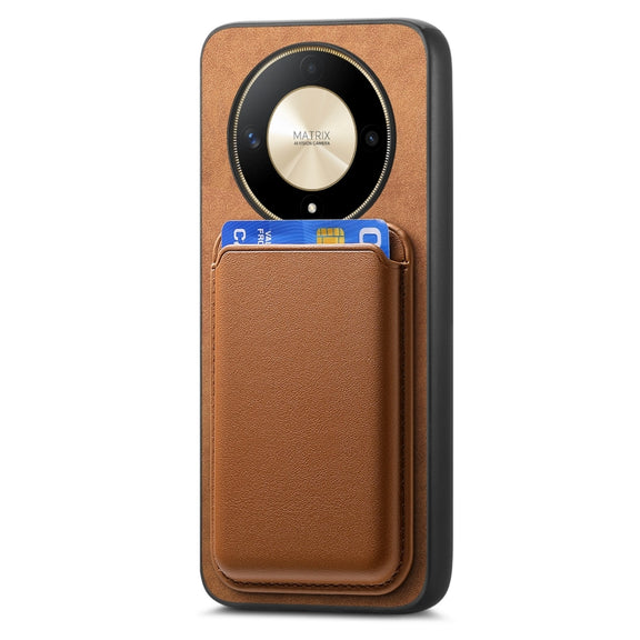 For Honor Magic6 Pro 5G Retro Magsafe Card Bag PU Back Cover Phone Case(Brown)