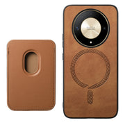 For Honor Magic6 Pro 5G Retro Magsafe Card Bag PU Back Cover Phone Case(Brown)