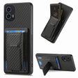 For Motorola Moto G 5G 2024 4G Carbon Fiber Fold Stand Elastic Card Bag Phone Case(Black) - Motorola Cases by PMC Jewellery | Online Shopping South Africa | PMC Jewellery | Buy Now Pay Later Mobicred