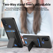For Motorola Moto G 5G 2024 4G Carbon Fiber Fold Stand Elastic Card Bag Phone Case(Black)
