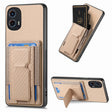 For Motorola Moto G 5G 2024 4G Carbon Fiber Fold Stand Elastic Card Bag Phone Case(Khaki) - Motorola Cases by PMC Jewellery | Online Shopping South Africa | PMC Jewellery | Buy Now Pay Later Mobicred
