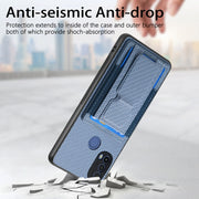 For Motorola Moto G Power 5G 2024 Carbon Fiber Fold Stand Elastic Card Bag Phone Case(Blue)