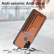 For Motorola Moto G Power 5G 2024 Carbon Fiber Fold Stand Elastic Card Bag Phone Case(Brown)