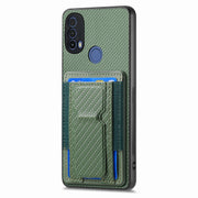 For Motorola Moto G Power 5G 2024 Carbon Fiber Fold Stand Elastic Card Bag Phone Case(Green)