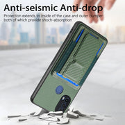 For Motorola Moto G Power 5G 2024 Carbon Fiber Fold Stand Elastic Card Bag Phone Case(Green)