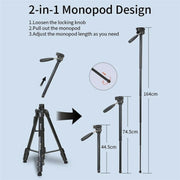 JMARY KP-2294 Detachable 179cm 4-section Adjustable Monopod Panoramic Photography Tripod