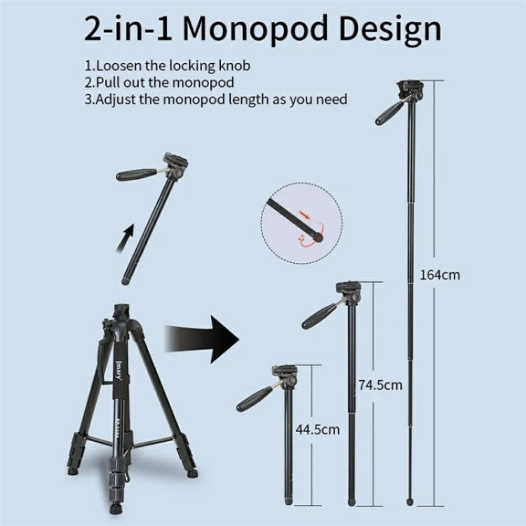 JMARY KP-2294 Detachable 179cm 4-section Adjustable Monopod Panoramic Photography Tripod