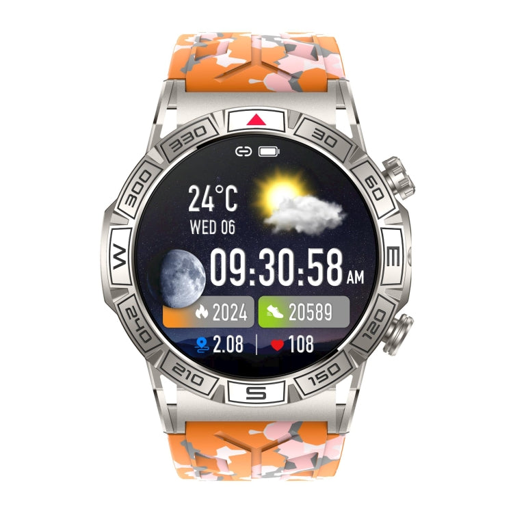 KC80 1.43 inch Color Screen Smart Watch, Support AI Voice Assistant / Bluetooth Call(Camouflage Orange)