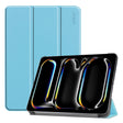 For iPad Pro 11 2024 ENKAY Tri-fold Custer Texture Platic Leather Smart Tablet Case(Light Blue) - iPad Pro 11 2024 Cases by ENKAY | Online Shopping South Africa | PMC TechLife | Buy Now Pay Later Mobicred