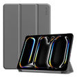 For iPad Pro 11 2024 ENKAY Tri-fold Custer Texture Platic Leather Smart Tablet Case(Grey) - iPad Pro 11 2024 Cases by ENKAY | Online Shopping South Africa | PMC TechLife | Buy Now Pay Later Mobicred