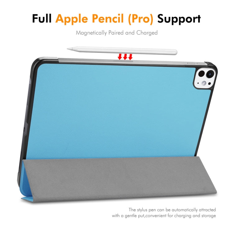 For iPad Pro 13 2024 ENKAY Tri-fold Custer Texture Platic Leather Smart Tablet Case(Grey)