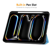 For iPad Pro 11 2024 ENKAY Tri-fold Custer Texture TPU Leather Smart Tablet Case with Pen Slot(Black)