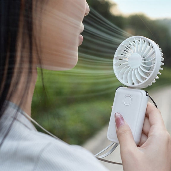 F458 With Neck Rope Summer 3 Speeds Adjustable Foldable Mini Handheld Fan(Orange)
