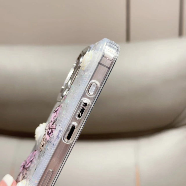 For iPhone 16 Plus Glitter 3D Butterfly TPU Phone Case(Blue)
