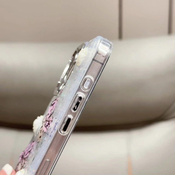 For iPhone 16 Pro Max Glitter 3D Butterfly TPU Phone Case(Blue)