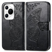 For Huawei Pura 70 Butterfly Love Flower Embossed Leather Phone Case(Black)