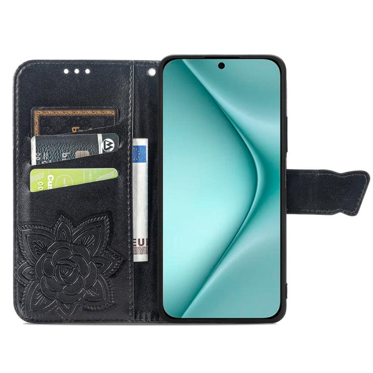 For Huawei Pura 70 Butterfly Love Flower Embossed Leather Phone Case(Black)
