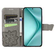 For Huawei Pura 70 Butterfly Love Flower Embossed Leather Phone Case(Gray)