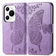 For Huawei Pura 70 Butterfly Love Flower Embossed Leather Phone Case(Lavender)