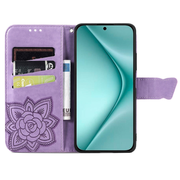 For Huawei Pura 70 Butterfly Love Flower Embossed Leather Phone Case(Lavender)
