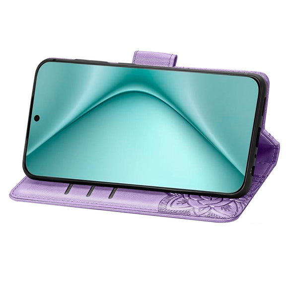 For Huawei Pura 70 Butterfly Love Flower Embossed Leather Phone Case(Lavender)