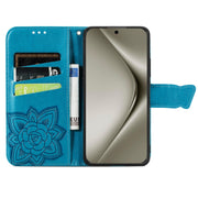 For Huawei Pura 70 Pro Butterfly Love Flower Embossed Leather Phone Case(Blue)