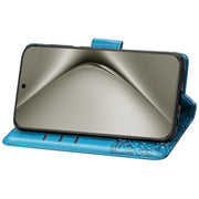 For Huawei Pura 70 Pro Butterfly Love Flower Embossed Leather Phone Case(Blue)