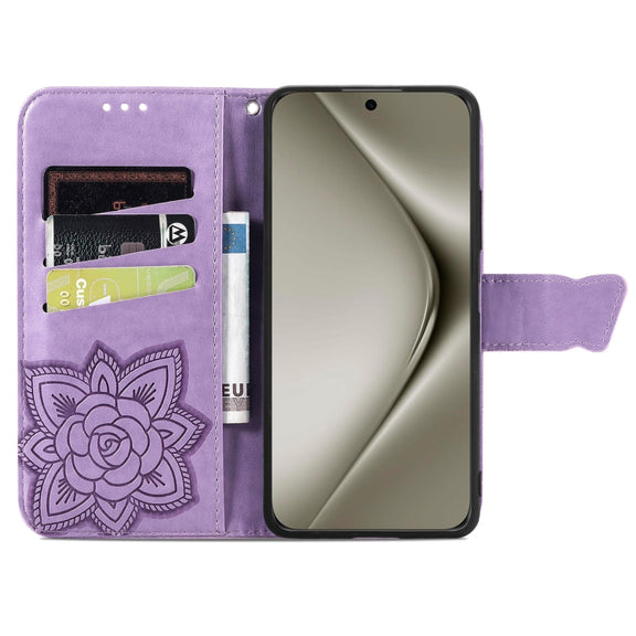 For Huawei Pura 70 Ultra Butterfly Love Flower Embossed Leather Phone Case(Lavender)