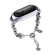 For Xiaomi Mi Band 3 / 4 Beaded Bracelet Metal Watch Band(Silver+Dual Bead)