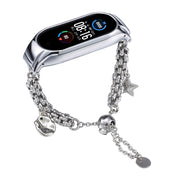 For Xiaomi Mi Band 5 / 6 Beaded Bracelet Metal Watch Band(Silver+Star)