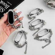 For Xiaomi Mi Band 7 Beaded Bracelet Metal Watch Band(Silver+Single Bead)