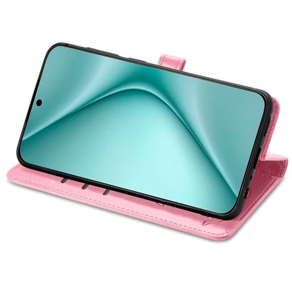 For Huawei Pura 70 Cat and Dog Embossed Leather Phone Case(Pink)