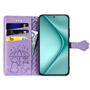 For Huawei Pura 70 Pro Cat and Dog Embossed Leather Phone Case(Purple)