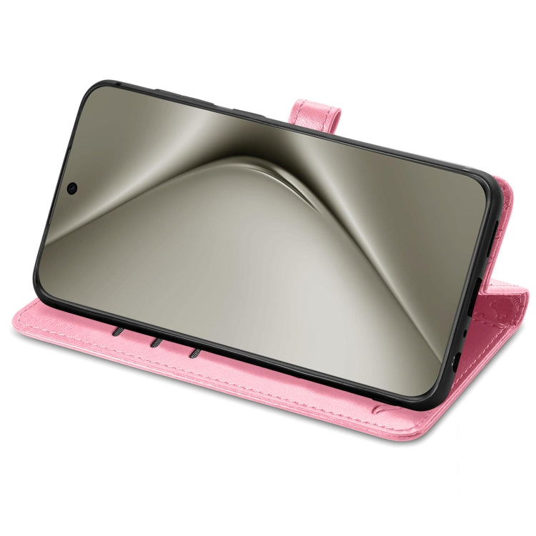 For Huawei Pura 70 Ultra Cat and Dog Embossed Leather Phone Case(Pink)