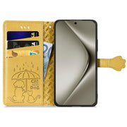 For Huawei Pura 70 Ultra Cat and Dog Embossed Leather Phone Case(Yellow)