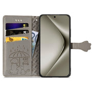 For Huawei Pura 70 Ultra Cat and Dog Embossed Leather Phone Case(Gray)