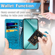 For Huawei Pura 70 Pro+ Cat and Dog Embossed Leather Phone Case(Blue)
