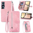 For Realme C65 Embossed Flower Zipper Leather Phone Case(Pink) - Realme Cases by PMC TechLife | Online Shopping South Africa | PMC TechLife | Buy Now Pay Later Mobicred