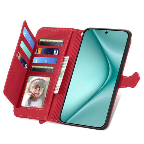For Huawei Pura 70 Embossed Flower Zipper Leather Phone Case(Red)