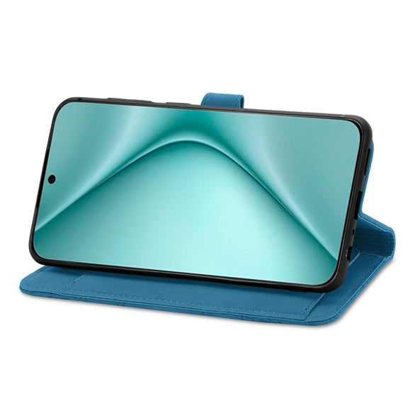 For Huawei Pura 70 Embossed Flower Zipper Leather Phone Case(Blue)