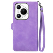 For Huawei Pura 70 Embossed Flower Zipper Leather Phone Case(Purple)
