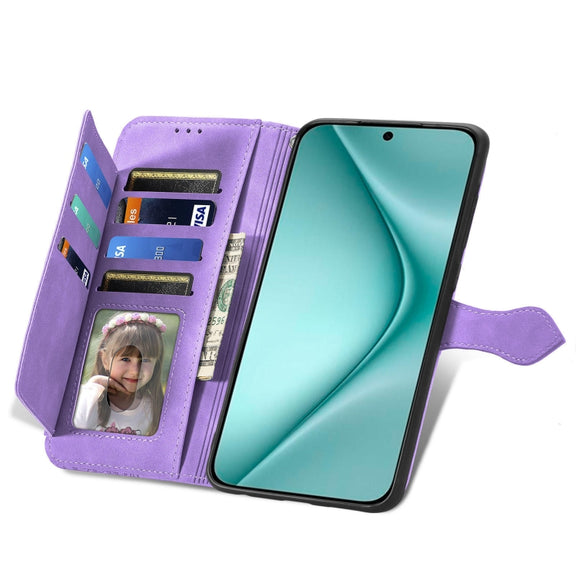 For Huawei Pura 70 Embossed Flower Zipper Leather Phone Case(Purple)