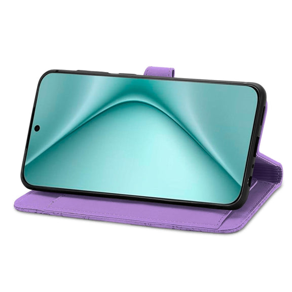 For Huawei Pura 70 Embossed Flower Zipper Leather Phone Case(Purple)