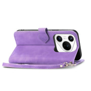 For Huawei Pura 70 Embossed Flower Zipper Leather Phone Case(Purple)