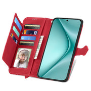 For Huawei Pura 70 Pro Embossed Flower Zipper Leather Phone Case(Red)