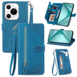 For Huawei Pura 70 Pro Embossed Flower Zipper Leather Phone Case(Blue) - free shipping - PMC Jewellery - Order now!