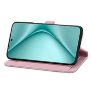 For Huawei Pura 70 Pro+ Embossed Flower Zipper Leather Phone Case(Pink)